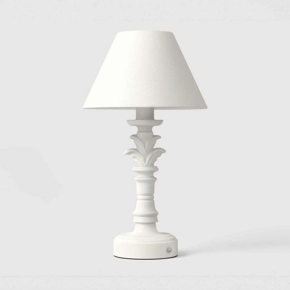 Threshold White Portable Cordless Table Lamp LED Bulb Included New